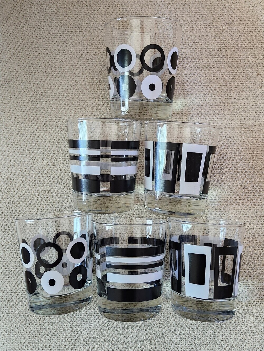 Mid Century Modern Style Whiskey Cocktail Glasses Set Of Six